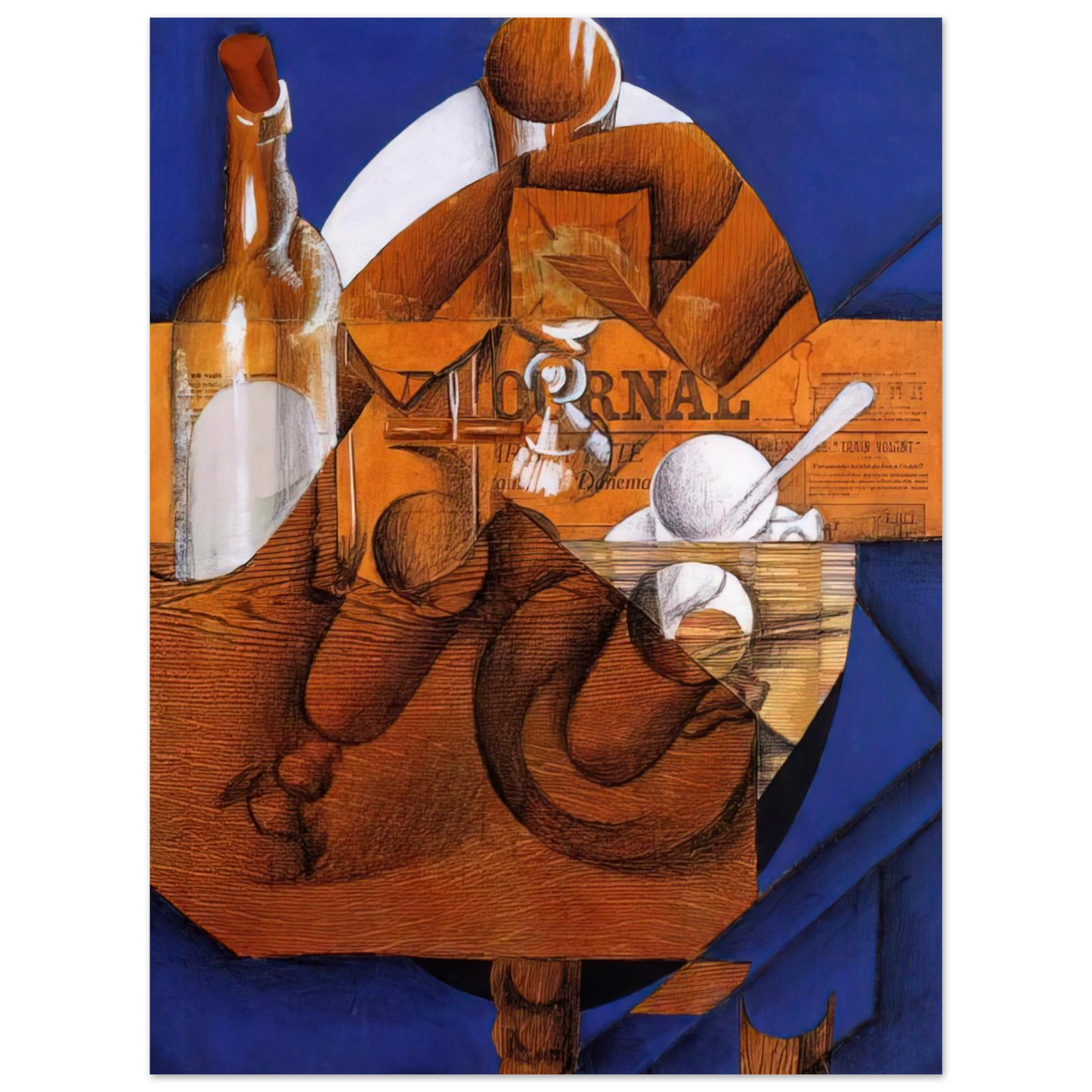 Juan Gris - GLASS CUP AND BOTTLE Fine Art Poster - Default Title