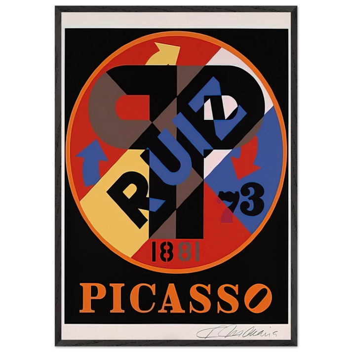 Picasso The American Dream - Robert Indiana 70x100 cm / 28x40 inches Framed Art Print – Black Wooden Frame