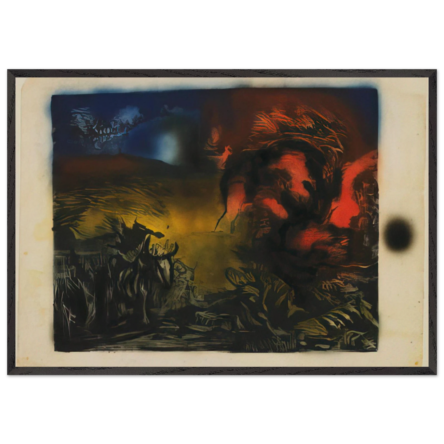 LANDSCAPE WITH STEER 1937 - Jackson Pollock 70x100 cm / 28x40 inches Framed Art Print – Black Wooden Frame