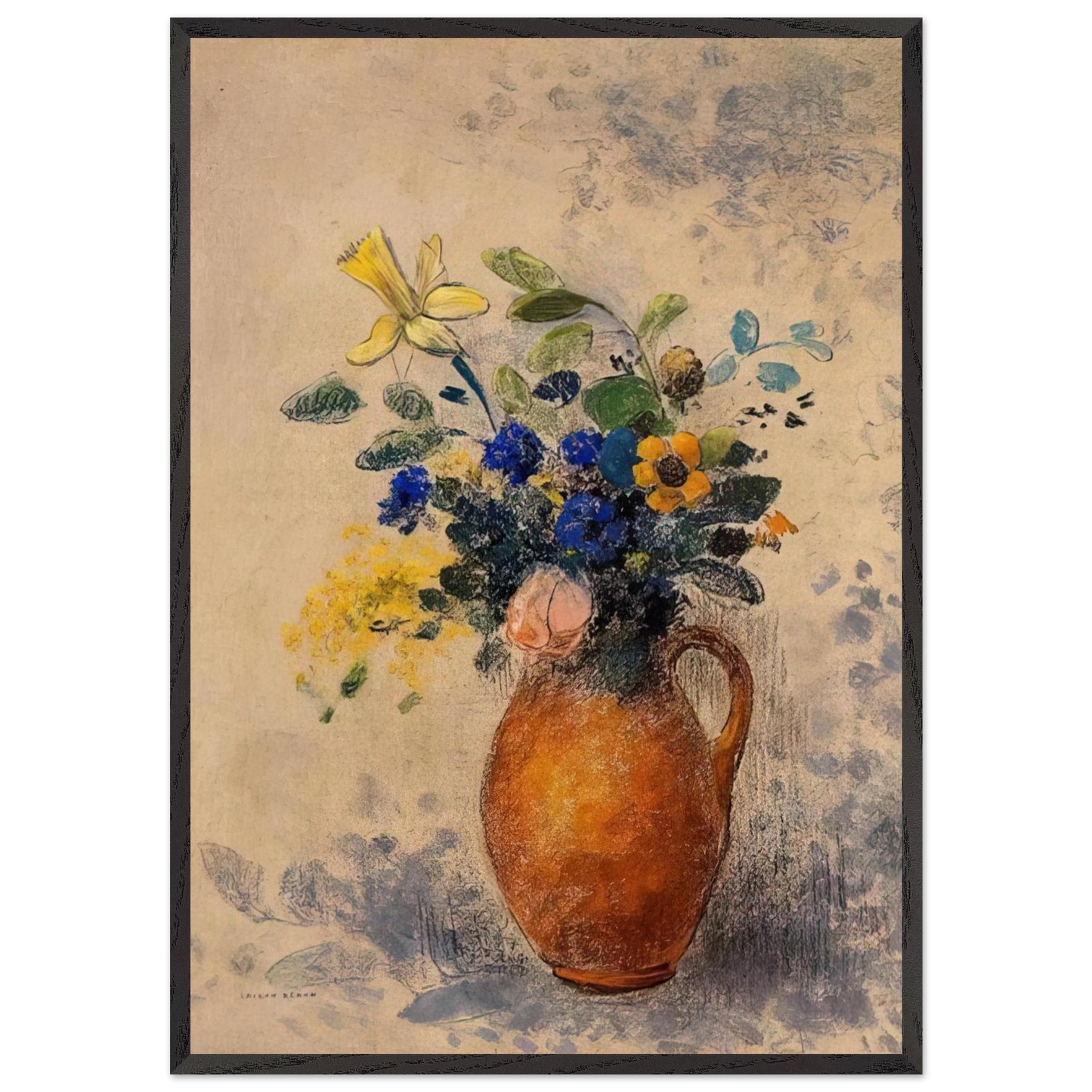 VASE OF FLOWERS 1908 - Odilon Redon 70x100 cm / 28x40 inches Framed Art Print – Black Wooden Frame