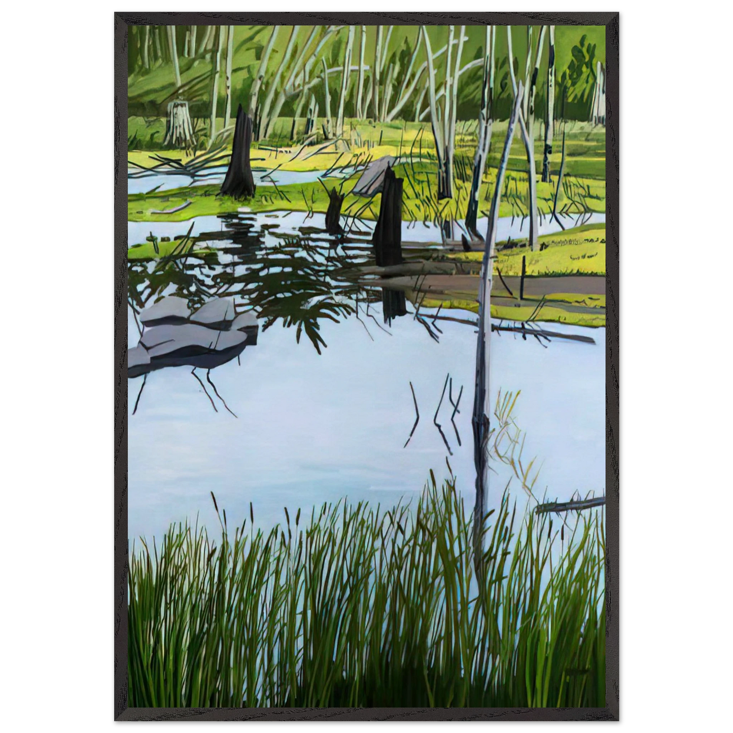 Joannas Marsh - 2000 - Neil Welliver 70x100 cm / 28x40 inches Framed Art Print – Black Wooden Frame