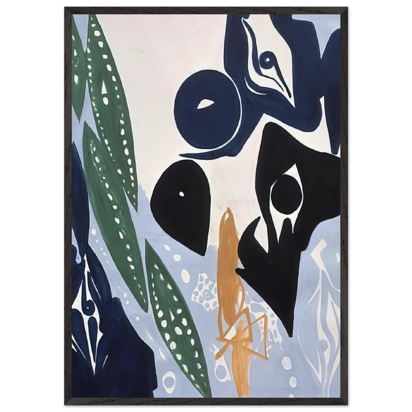 Hellblau im Licht - 1965 - Ernst Wilhelm Nay 70x100 cm / 28x40 inches Framed Art Print – Black Wooden Frame