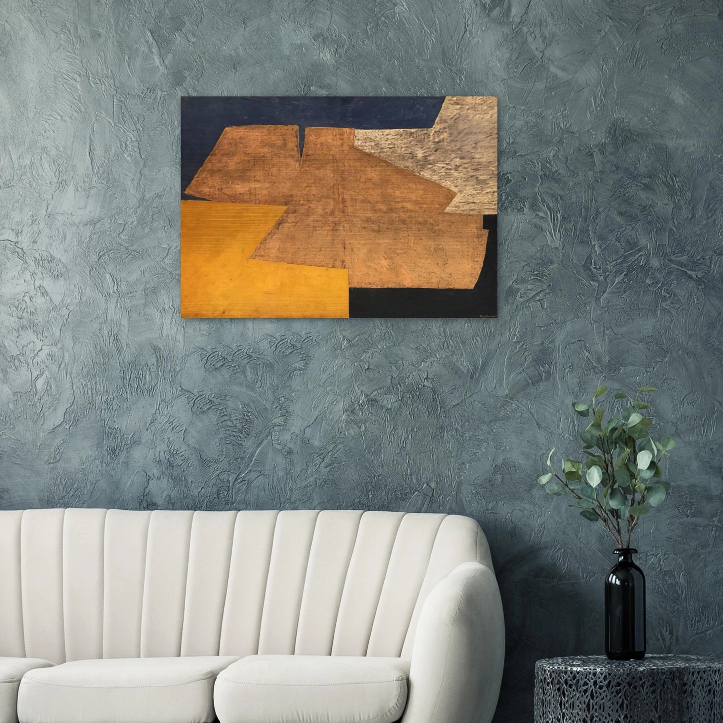 Composition jaune, mauve, bleu et noir La table d'or - 1952 - Serge Poliakoff Brushed Aluminum Print - 70x100 cm / 28x40 inches | Serge Poliakoff Aluminum Print | Serge Poliakoff Prints