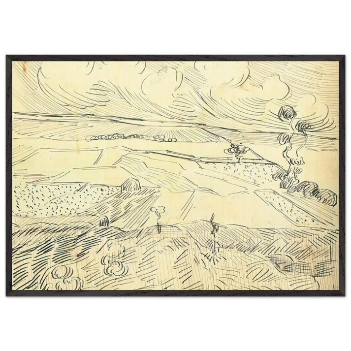 Wheat Fields - Vincent van Gogh 70x100 cm / 28x40 inches Framed Art Print – Black Wooden Frame