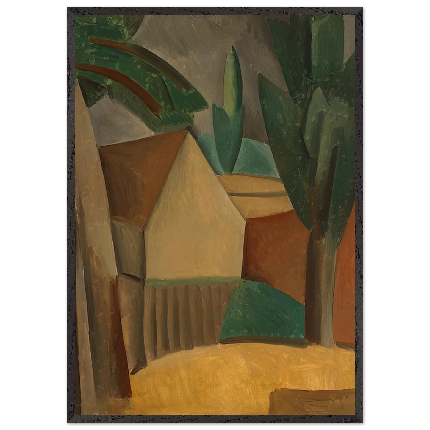 House in a Garden - 1908 - Pablo Picasso 70x100 cm / 28x40 inches Framed Art Print – Black Wooden Frame