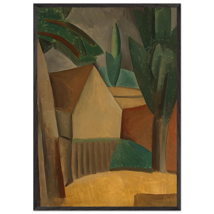 House in a Garden - 1908 - Pablo Picasso 70x100 cm / 28x40 inches Framed Art Print – Black Wooden Frame