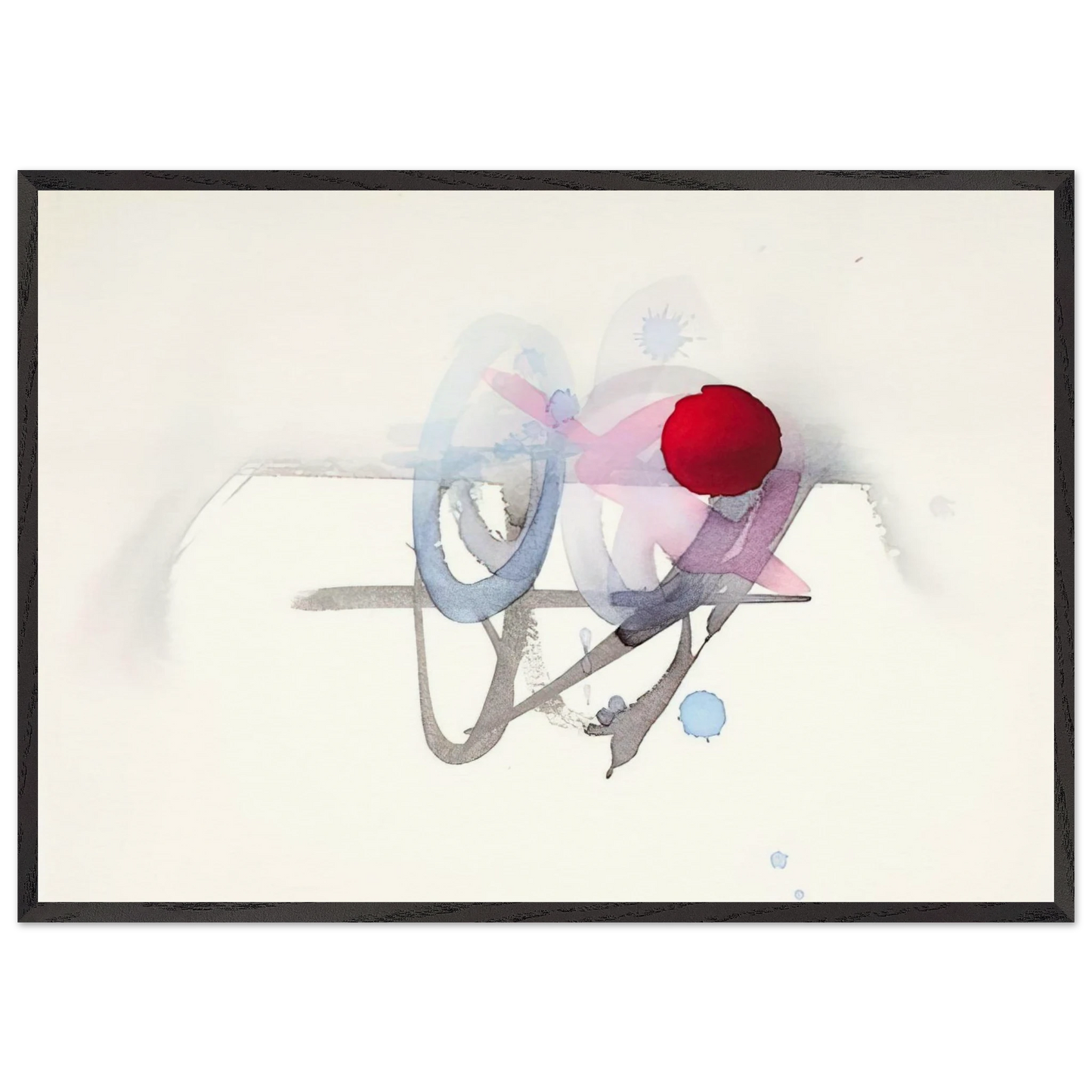 UNTITLED RED BLACK PINK AND BLUE - Luis Feito 70x100 cm / 28x40 inches Framed Art Print – Black Wooden Frame