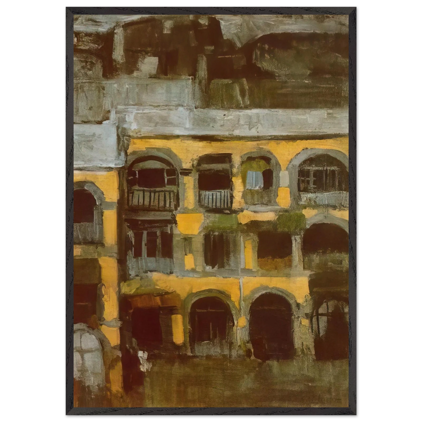 A blue house - Pablo Picasso 70x100 cm / 28x40 inches Framed Art Print – Black Wooden Frame