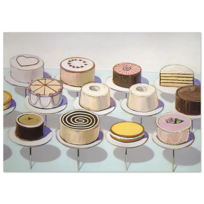 Wayne Thiebaud - Cakes - 1963 Wall Art - 30x40 cm / 12x16 inches - Premium Wooden Framed Poster With Fine Art Paper - Black frame