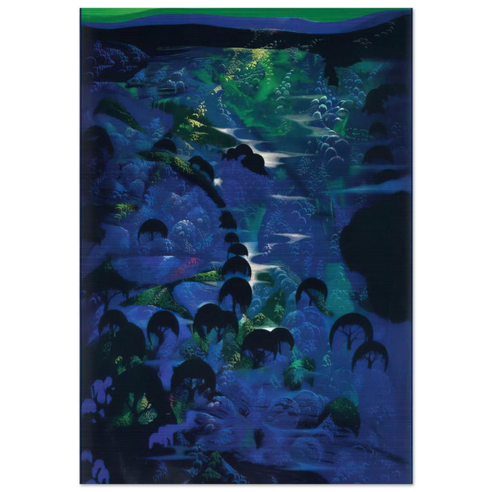 Beneath an Emerald Sky - Eyvind Earle Brushed Aluminum Print - 70x100 cm / 28x40 inches | Eyvind Earle Aluminum Print | Eyvind Earle Prints