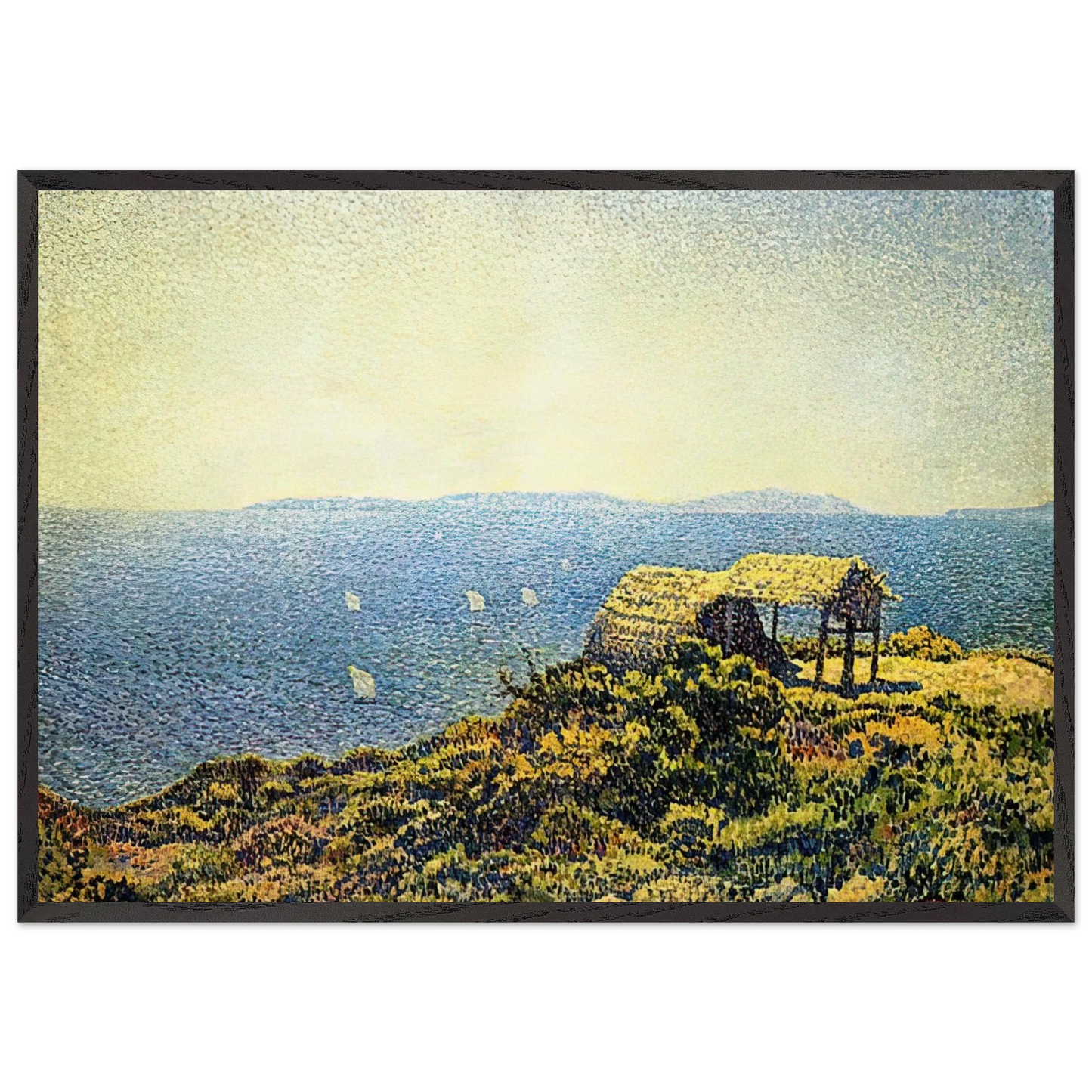 LEVANT ISLE - Theo van Rysselberghe 70x100 cm / 28x40 inches Framed Art Print – Black Wooden Frame