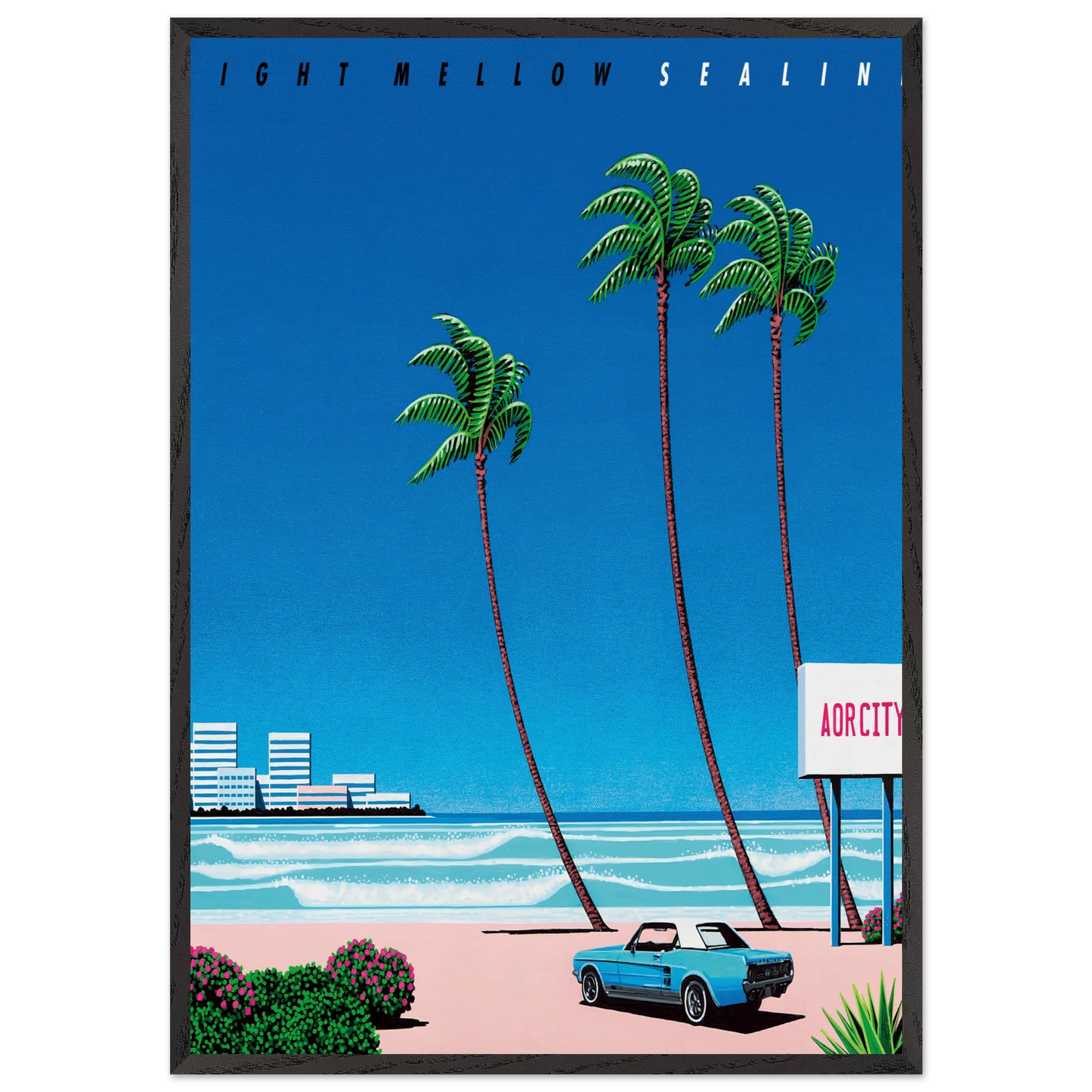 Light Mellow Sealine N1 - Hiroshi Nagai 70x100 cm / 28x40 inches Framed Art Print – Black Wooden Frame