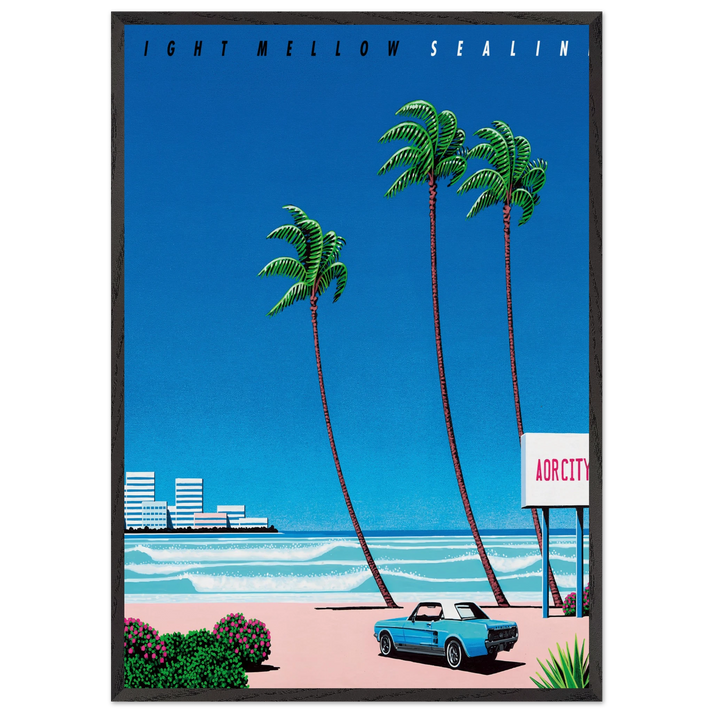 Light Mellow Sealine N1 - Hiroshi Nagai 70x100 cm / 28x40 inches Framed Art Print – Black Wooden Frame