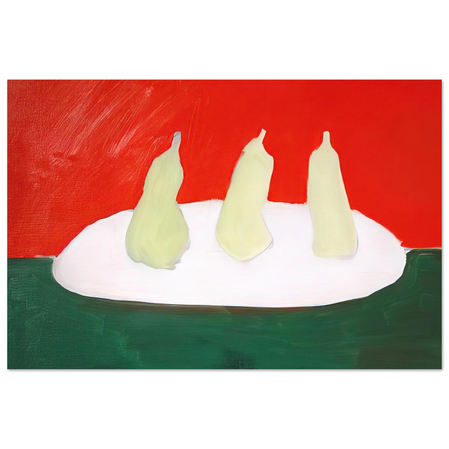 Nicolas de Stael - Nature morte, poires, fond vert et orange - Art Informel Fine Art Poster - 75x100 cm / 30x40 inches