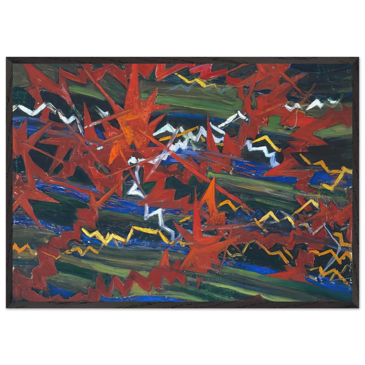 Explosion of Red on Green - Gerardo Dottori 70x100 cm / 28x40 inches Framed Art Print – Black Wooden Frame