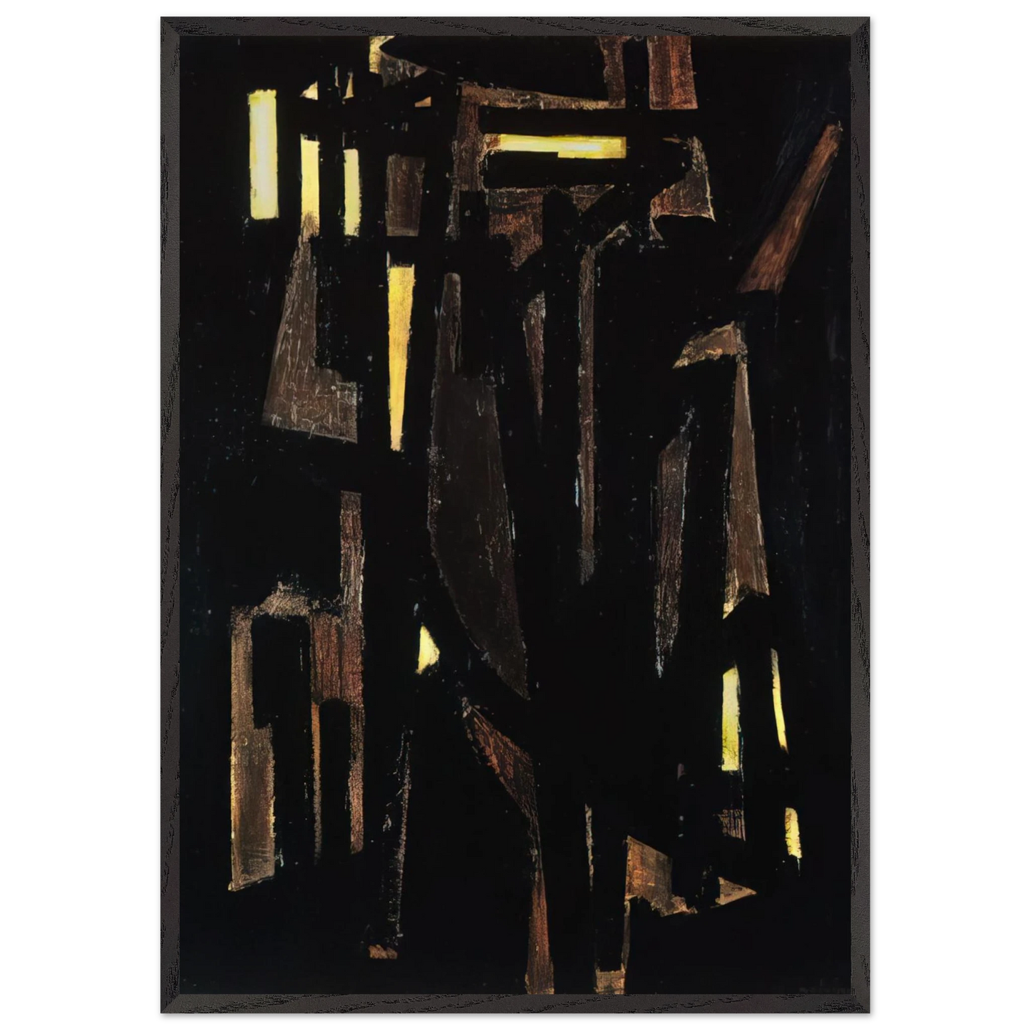 Peinture 146 x 114 cm 1950 - 1950 - Pierre Soulages Framed Art Print – Black Wooden Frame - Default Title - -Framed Art Print
