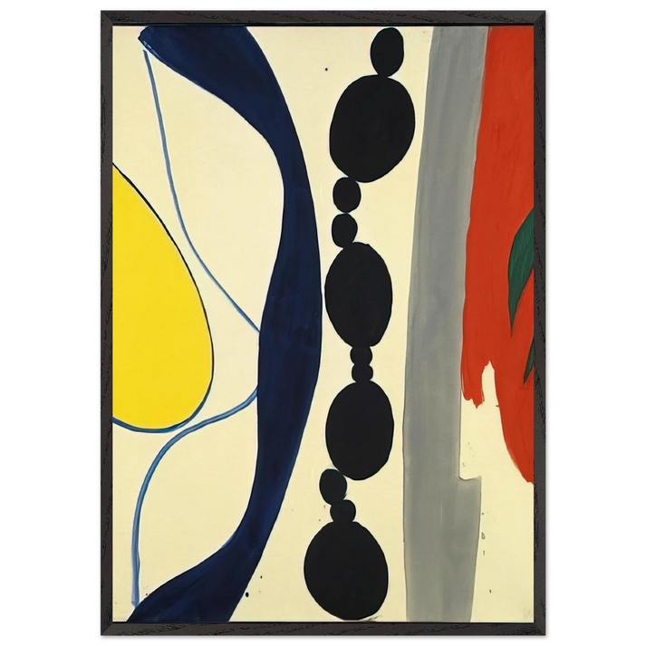 Schwarze Kette Grun zu Rot - 1966 - Ernst Wilhelm Nay 70x100 cm / 28x40 inches Framed Art Print – Black Wooden Frame