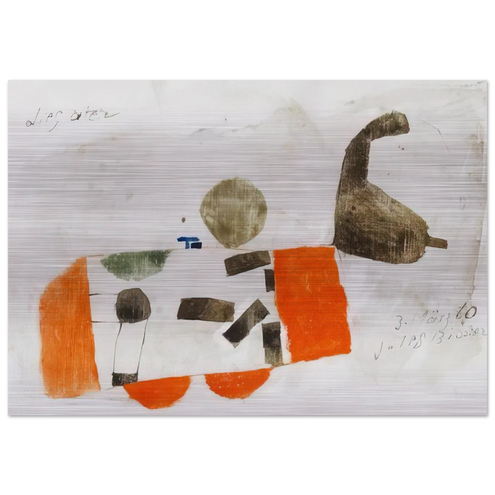 Komposition 3. März 60 - 1960 - Julius Bissier Brushed Aluminum Print - 70x100 cm / 28x40 inches | Julius Bissier Aluminum Print | Julius Bissier Prints