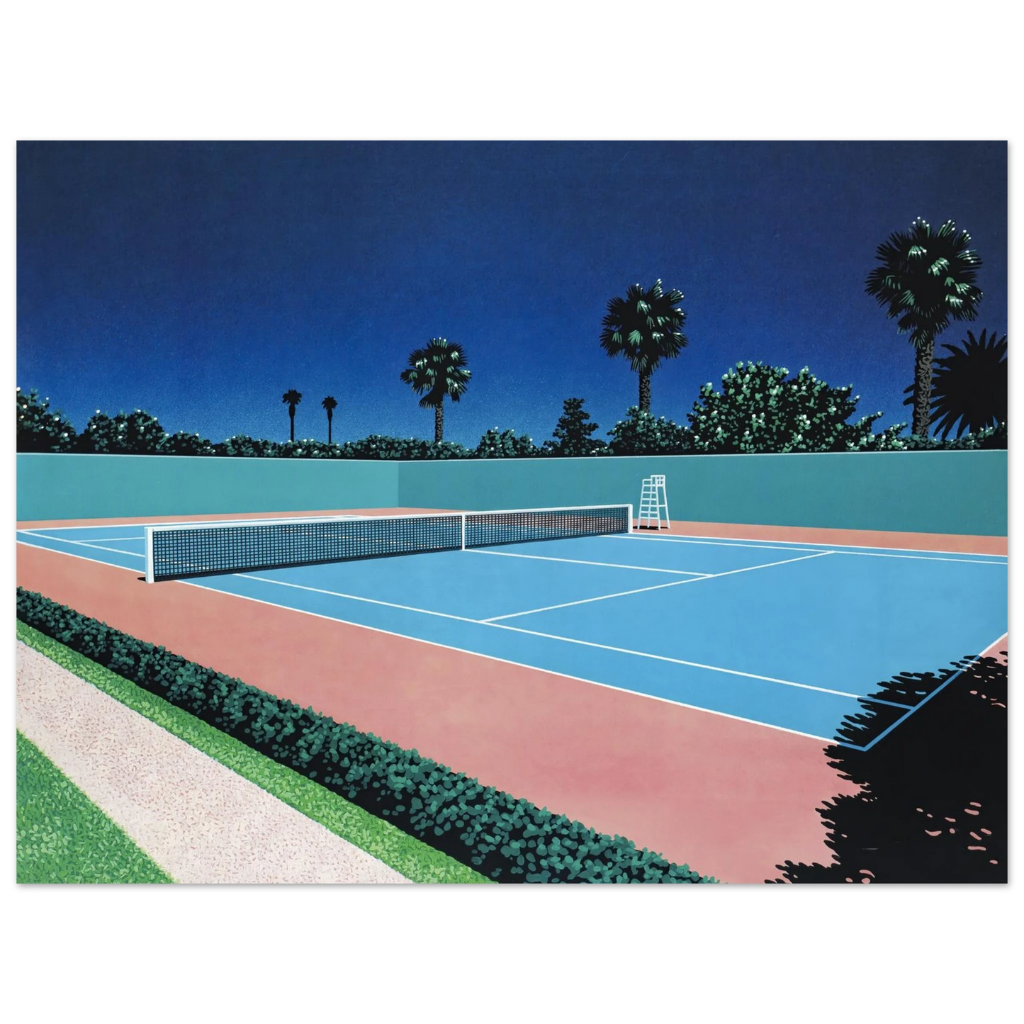 Hiroshi Nagai - Tennis Court Wall Art - 21x29.7 cm / 8x12" - Fine Art Poster - -