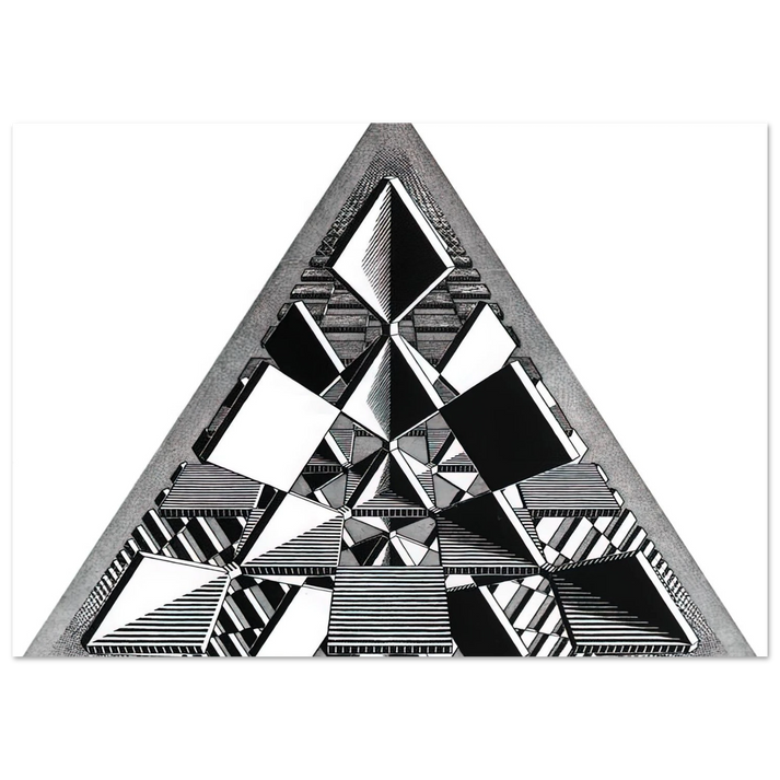 MC Escher - THREE INTERSECTING PLANES Wall Art - 21x29.7 cm / 8x12" - Premium Wooden Framed Poster With Fine Art Paper-canvas - Wood frame