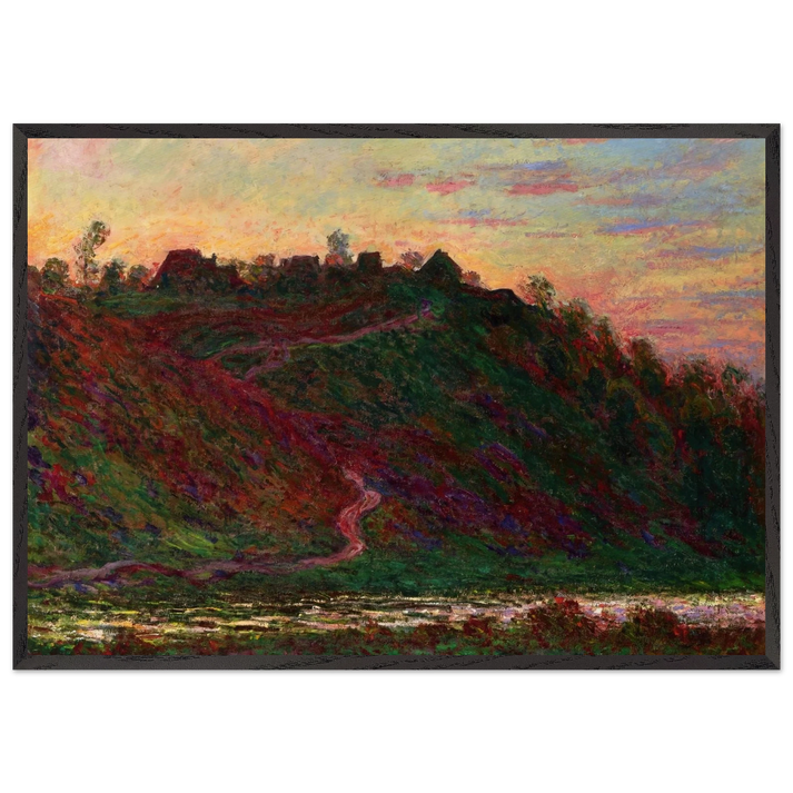 The Village of La Roche-Blond Sunset - claude monet 70x100 cm / 28x40 inches Framed Art Print – Black Wooden Frame