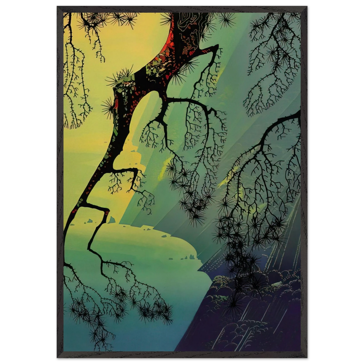 Fog Mist - Eyvind Earle 70x100 cm / 28x40 inches Framed Art Print – Black Wooden Frame