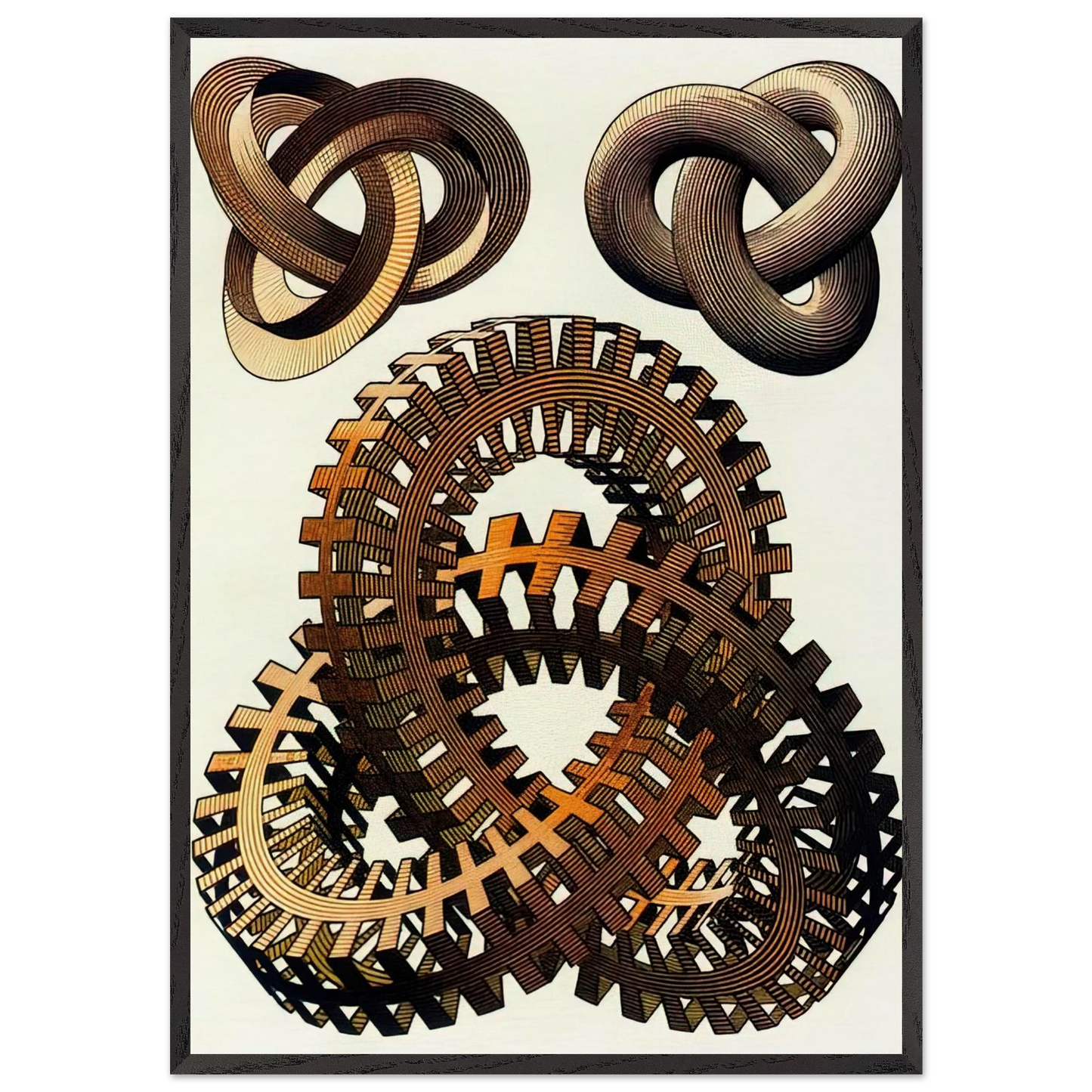 KNOTS COLOUR - MC Escher Framed Art Print – Black Wooden Frame - Default Title - -Framed Art Print