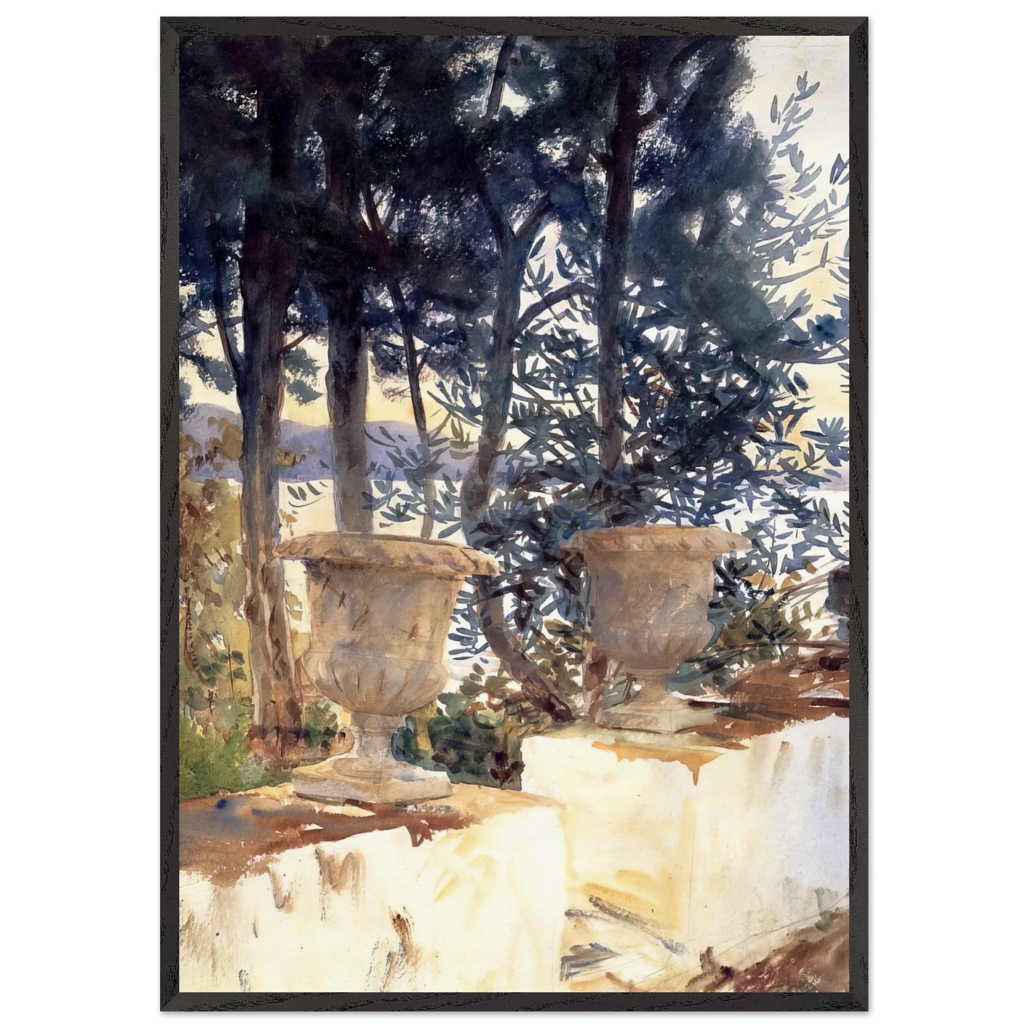 Corfu The Terrace - John Singer Sargent 70x100 cm / 28x40 inches Framed Art Print – Black Wooden Frame