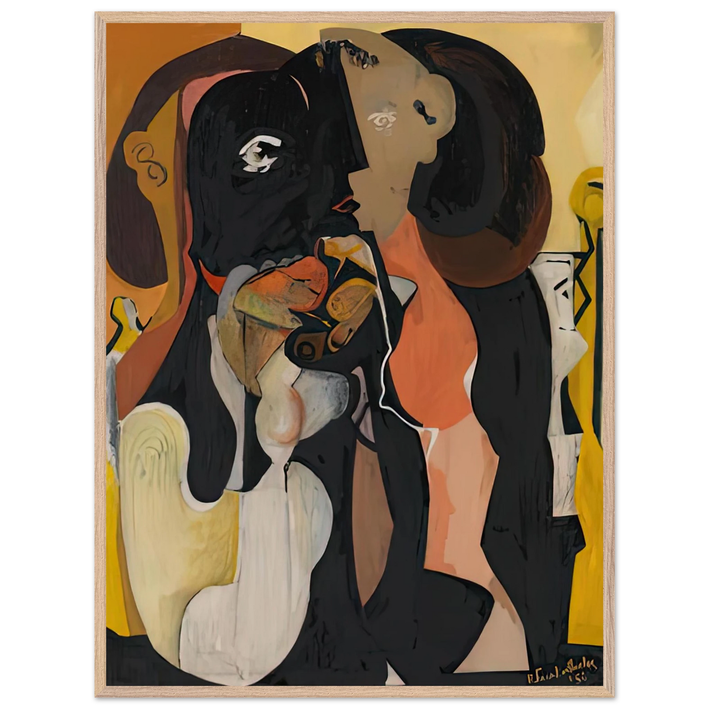 Helen Frankenthaler - Woman, 1950- Wall Art - 30x40 cm / 12x16 inches - Premium Wooden Framed Poster With Fine Art Paper - Black frame