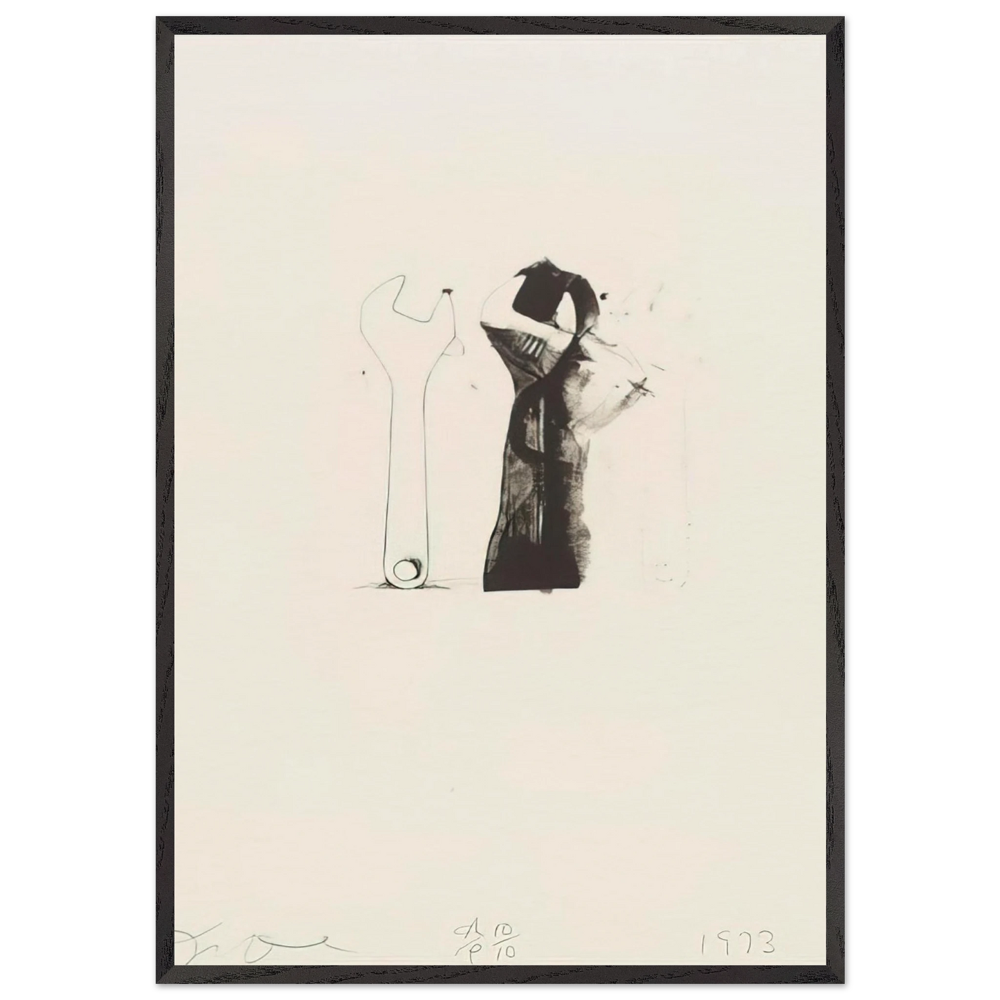 UNTITLED FROM TEN WINTER TOOLS 1973 5 - Jim Dine Framed Art Print – Black Wooden Frame - Default Title - -Framed Art Print