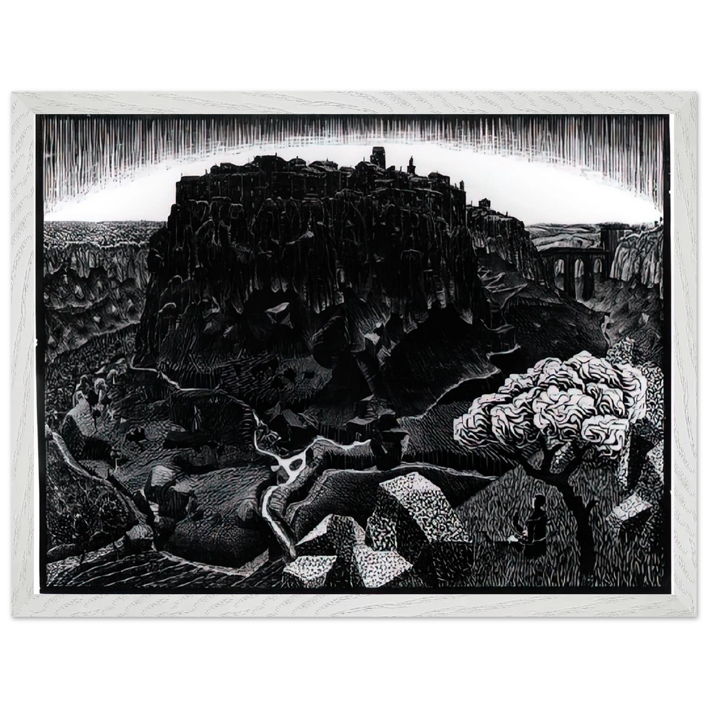 MC Escher - VITORCHIANO NEL CIMINO Wall Art - 30x40 cm / 12x16 inches - Fine Art Poster - -