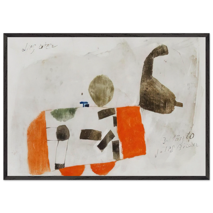 Komposition 3 Marz 60 - 1960 - Julius Bissier 70x100 cm / 28x40 inches Framed Art Print – Black Wooden Frame