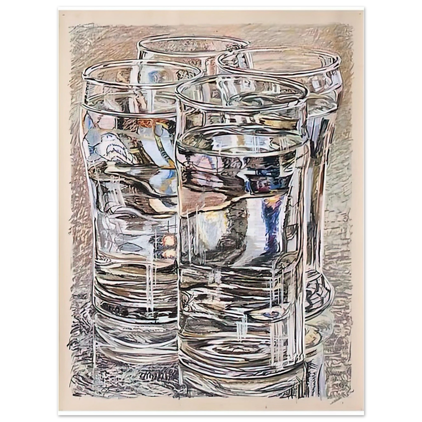 Janet Fish - 4 GLASSES 1974 Fine Art Poster - Default Title