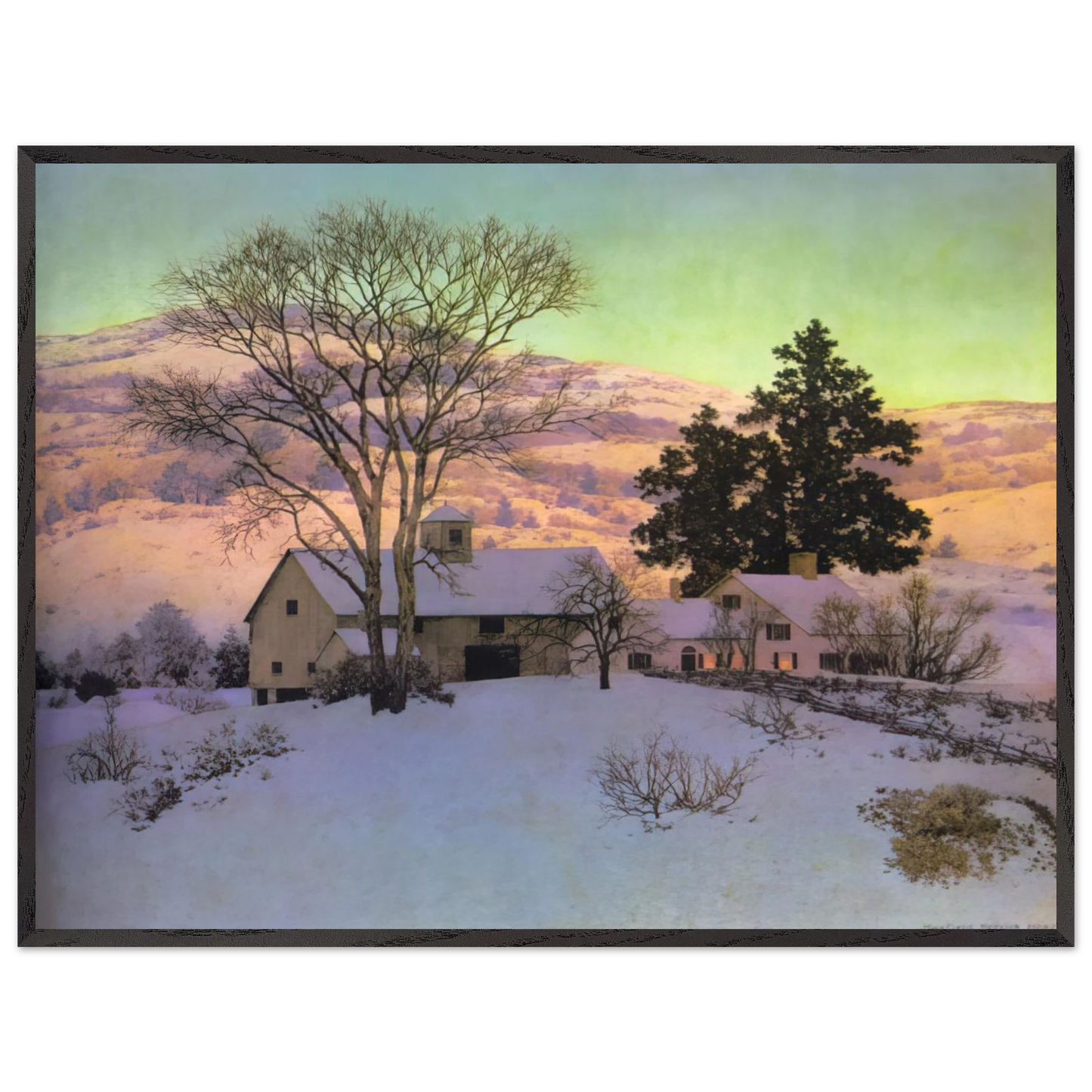 Maxfield Parrish - Afterglow Wall Art - 60x80 cm / 24x32 inches - Premium Wooden Framed Poster With Fine Art Paper - Wood frame