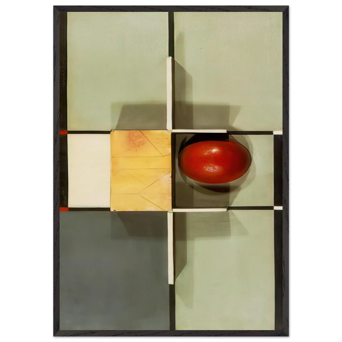 RELIEF WITH CROSS AND SQUARE 1924 - Kurt Schwitters Framed Art Print – Black Wooden Frame - Default Title - -Framed Art Print