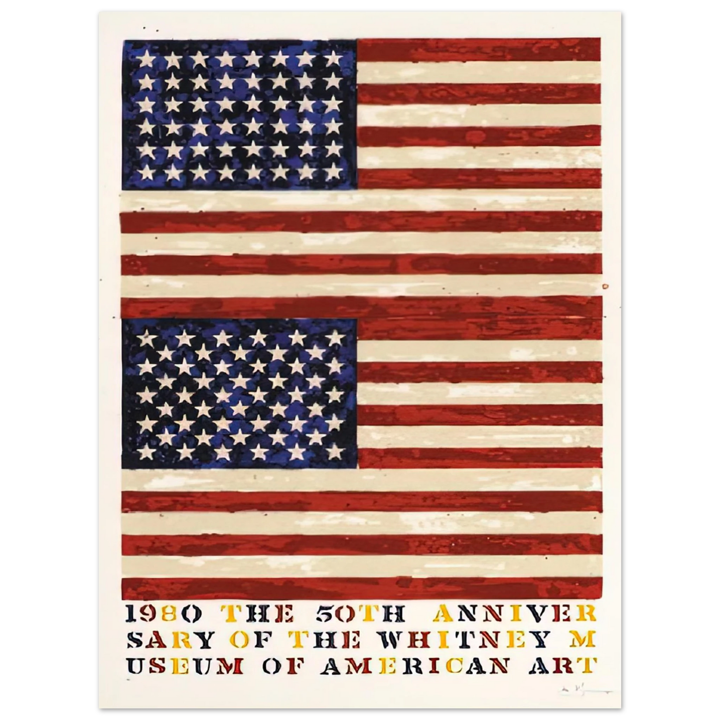 Jasper Johns - TWO FLAGS WHITNEY ANNIVERSARY ULAE 207 1980 Fine Art Poster - Default Title