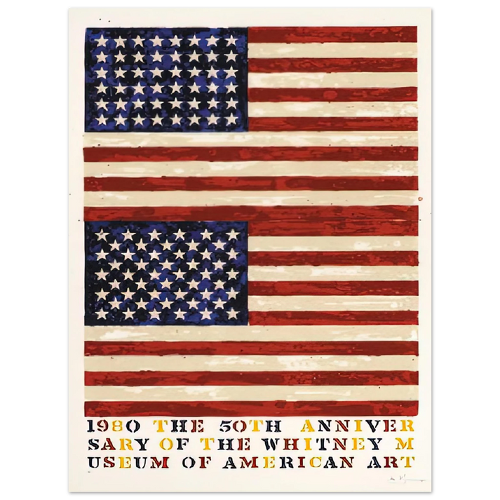Jasper Johns - TWO FLAGS WHITNEY ANNIVERSARY ULAE 207 1980 75x100 cm / 30x40inches Fine Art Poster