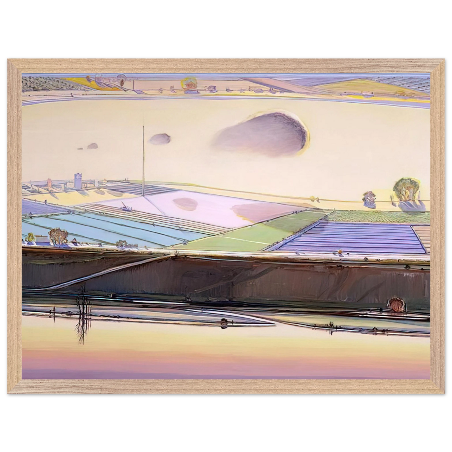 Wayne Thiebaud - River Cloud - 2002 Wall Art - 60x80 cm / 24x32 inches - Premium Wooden Framed Poster With Fine Art Paper - Wood frame