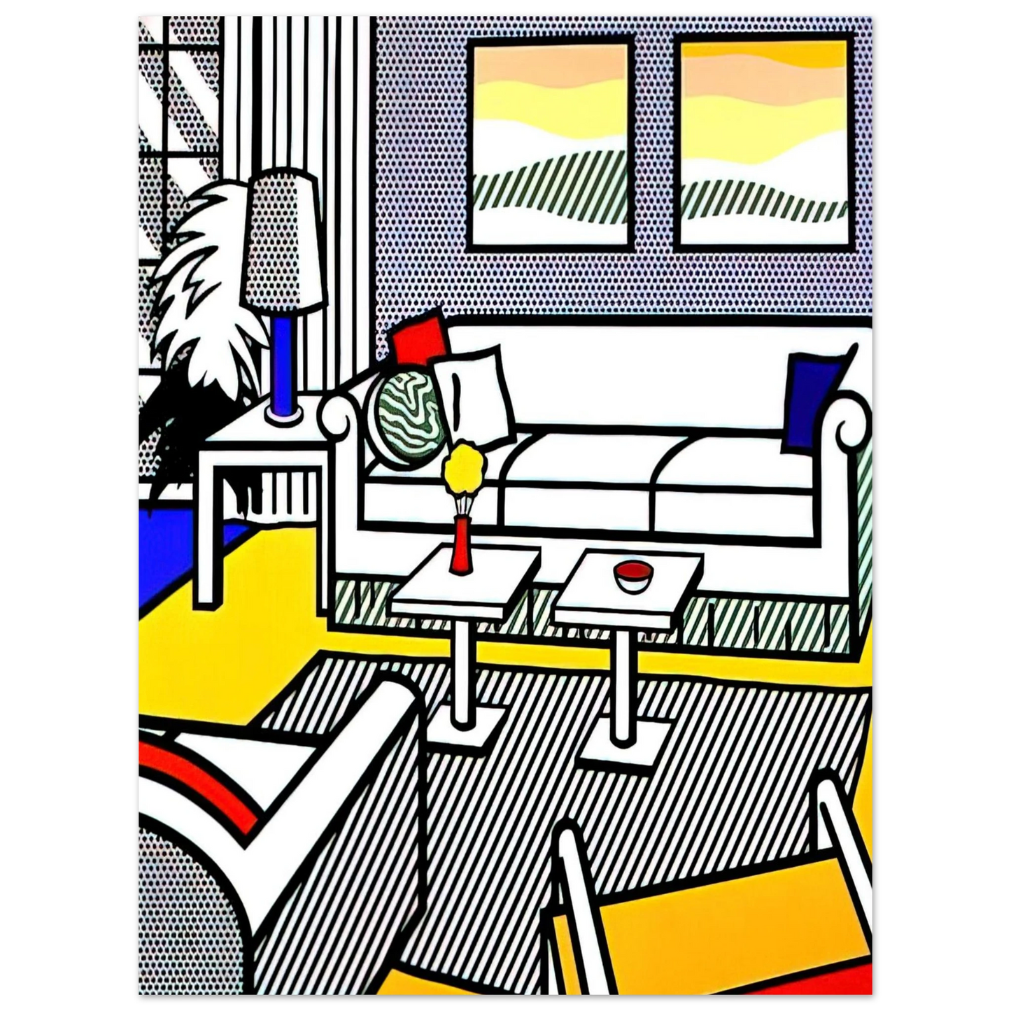 Roy Lichtenstein - INTERIOR WITH RESTFUL PAINTINGS 1991 Fine Art Poster - Default Title