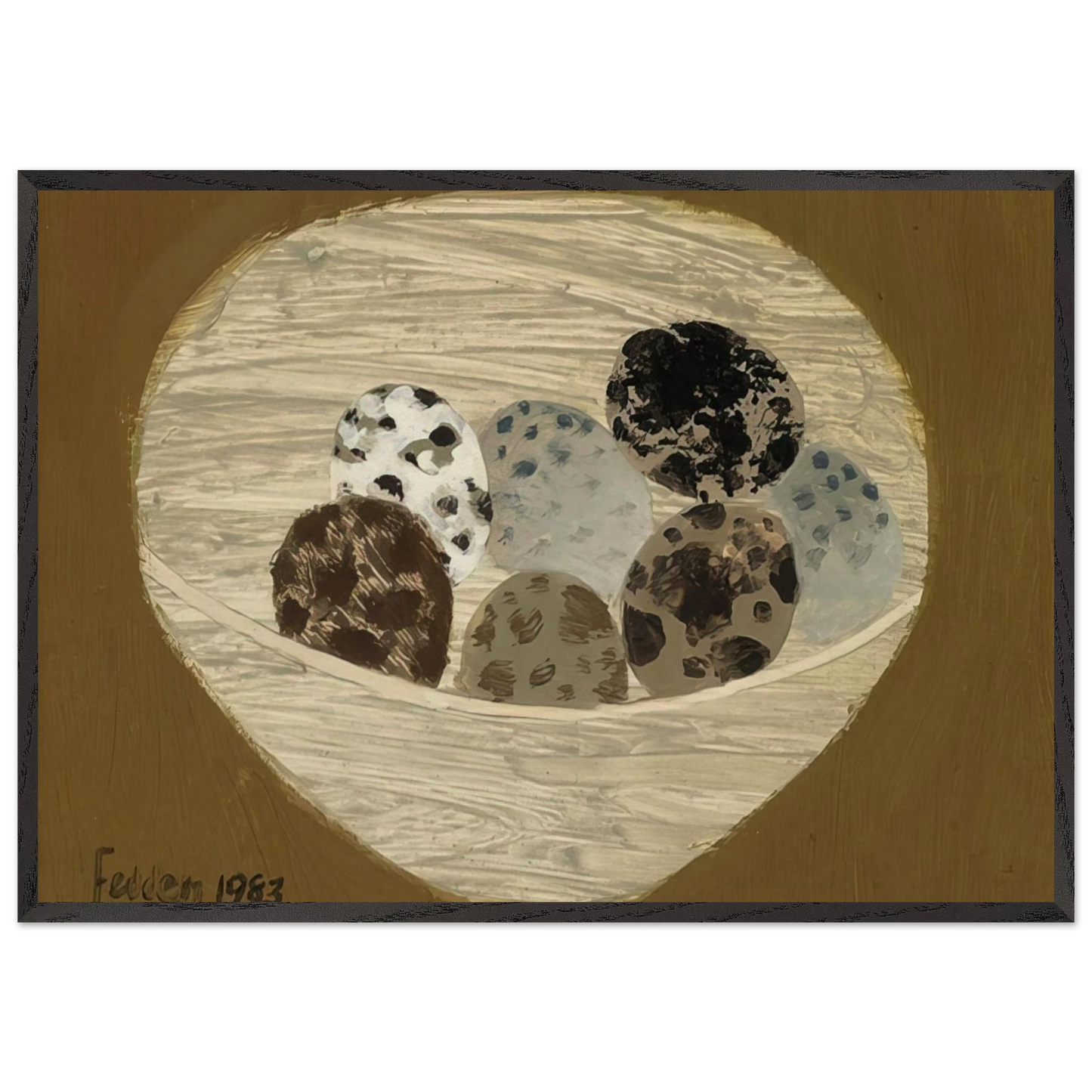 Quail Eggs - 1983 - Mary Fedden Framed Art Print – Black Wooden Frame - Default Title - -Framed Art Print
