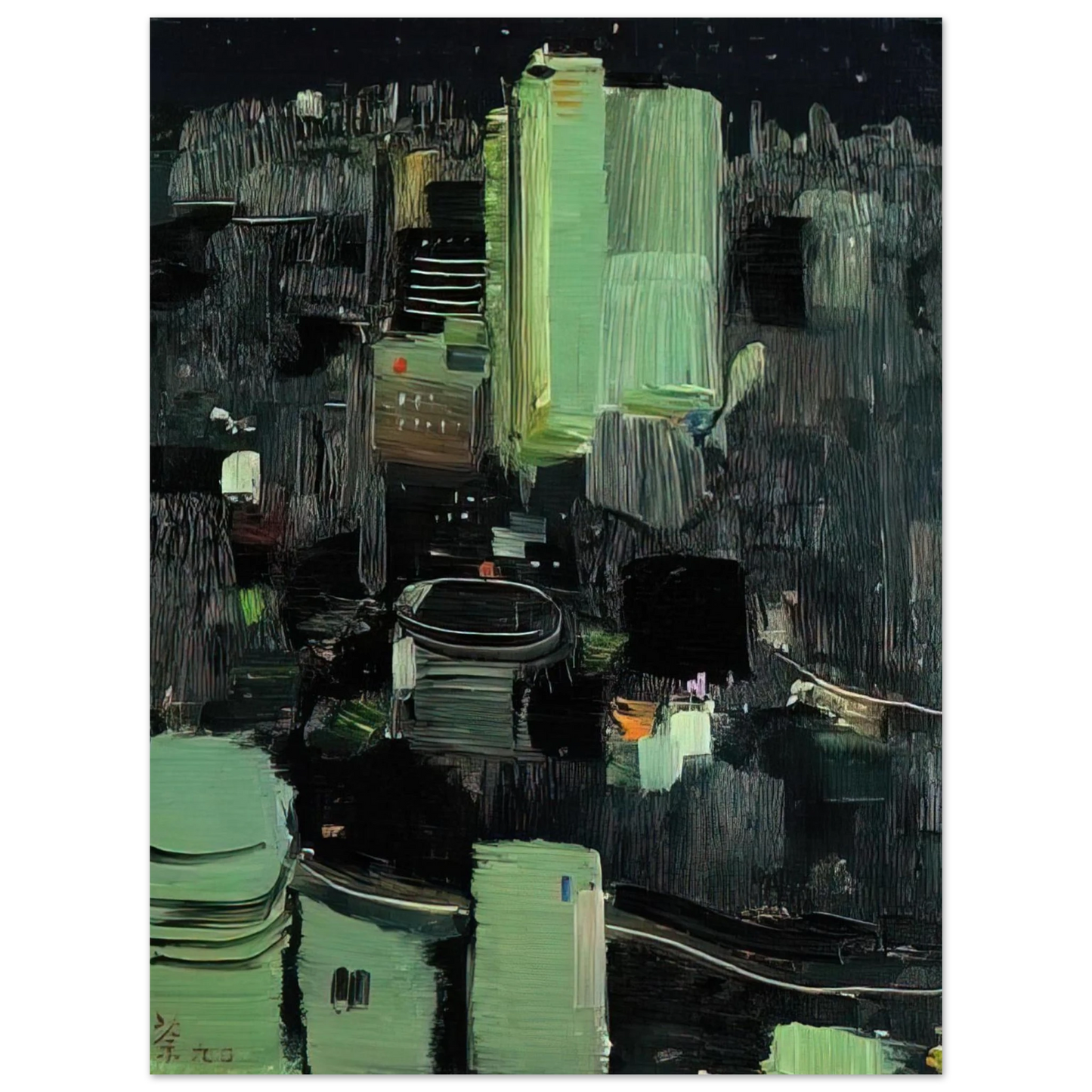 Wu Guanzhong - Toyko at Night - 1990 Fine Art Poster - Default Title