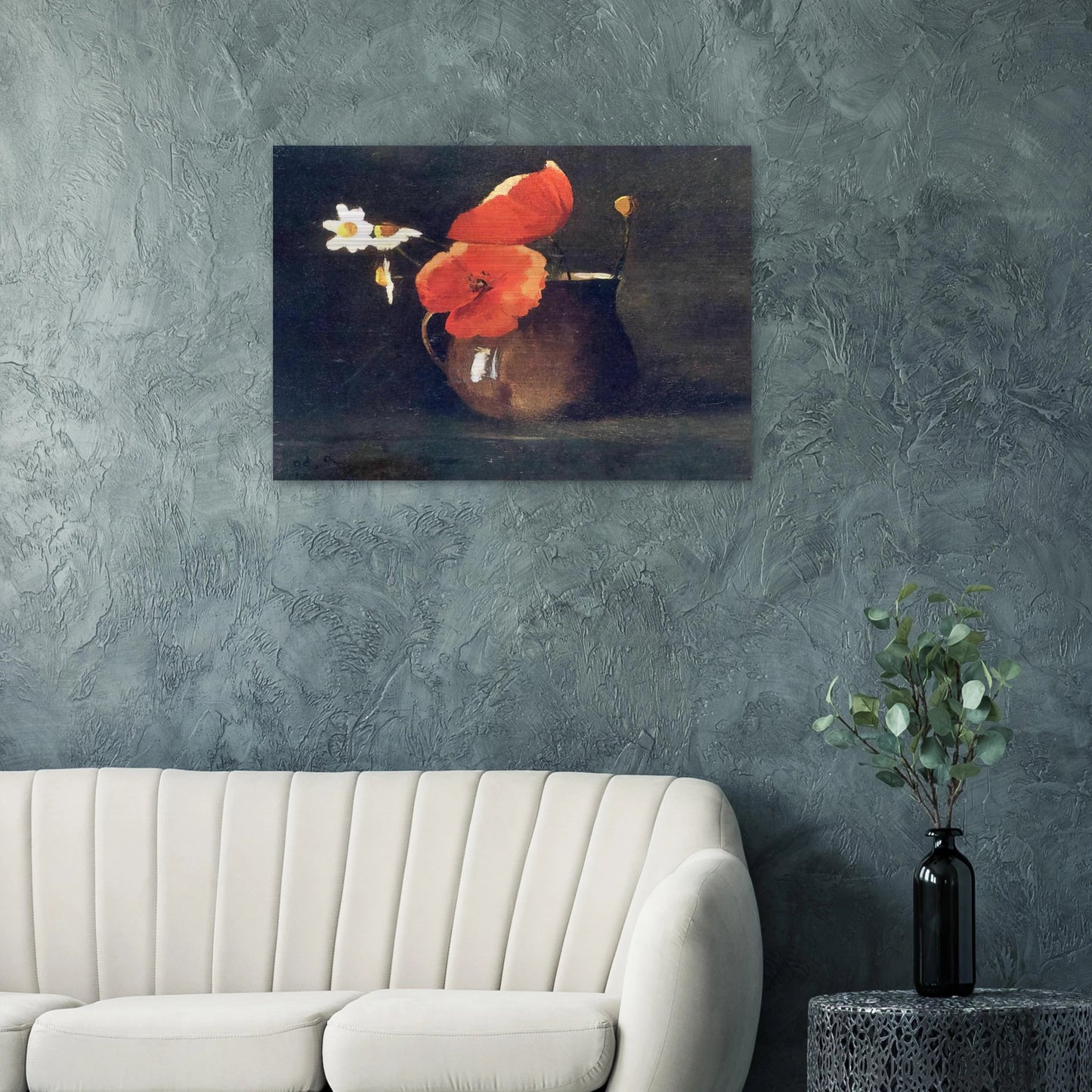 FLOWERS IN GREEN VASE - Odilon Redon Brushed Aluminum Print - 70x100 cm / 28x40 inches | Odilon Redon Aluminum Print | Odilon Redon Prints