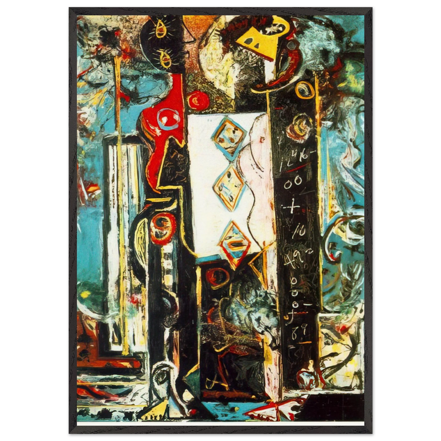 MALE AND FEMALE - Jackson Pollock 70x100 cm / 28x40 inches Framed Art Print – Black Wooden Frame