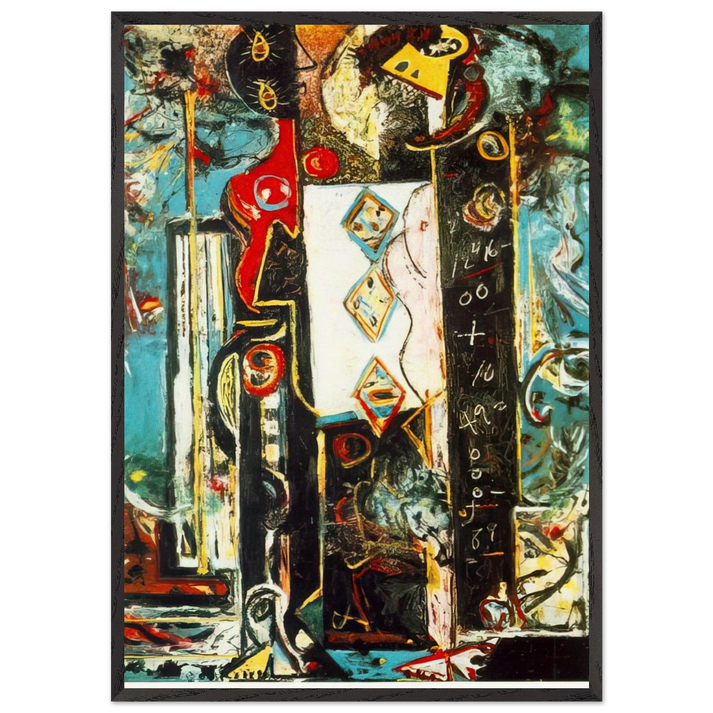 MALE AND FEMALE - Jackson Pollock 70x100 cm / 28x40 inches Framed Art Print – Black Wooden Frame