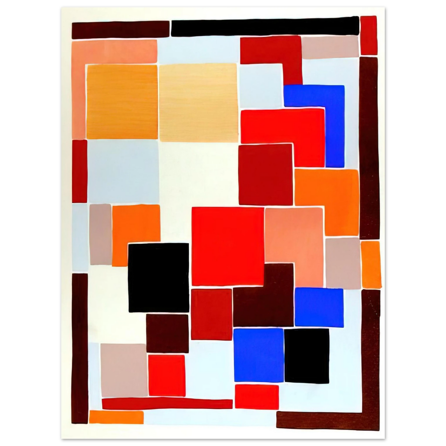 Sonia Delaunay - DESIGN IN THE STYLE OF MONDRIAN POSSIBLY FOR A RUG FROM COMPOSITIONS COLOURS IDEAS 1931 Fine Art Poster - Default Title