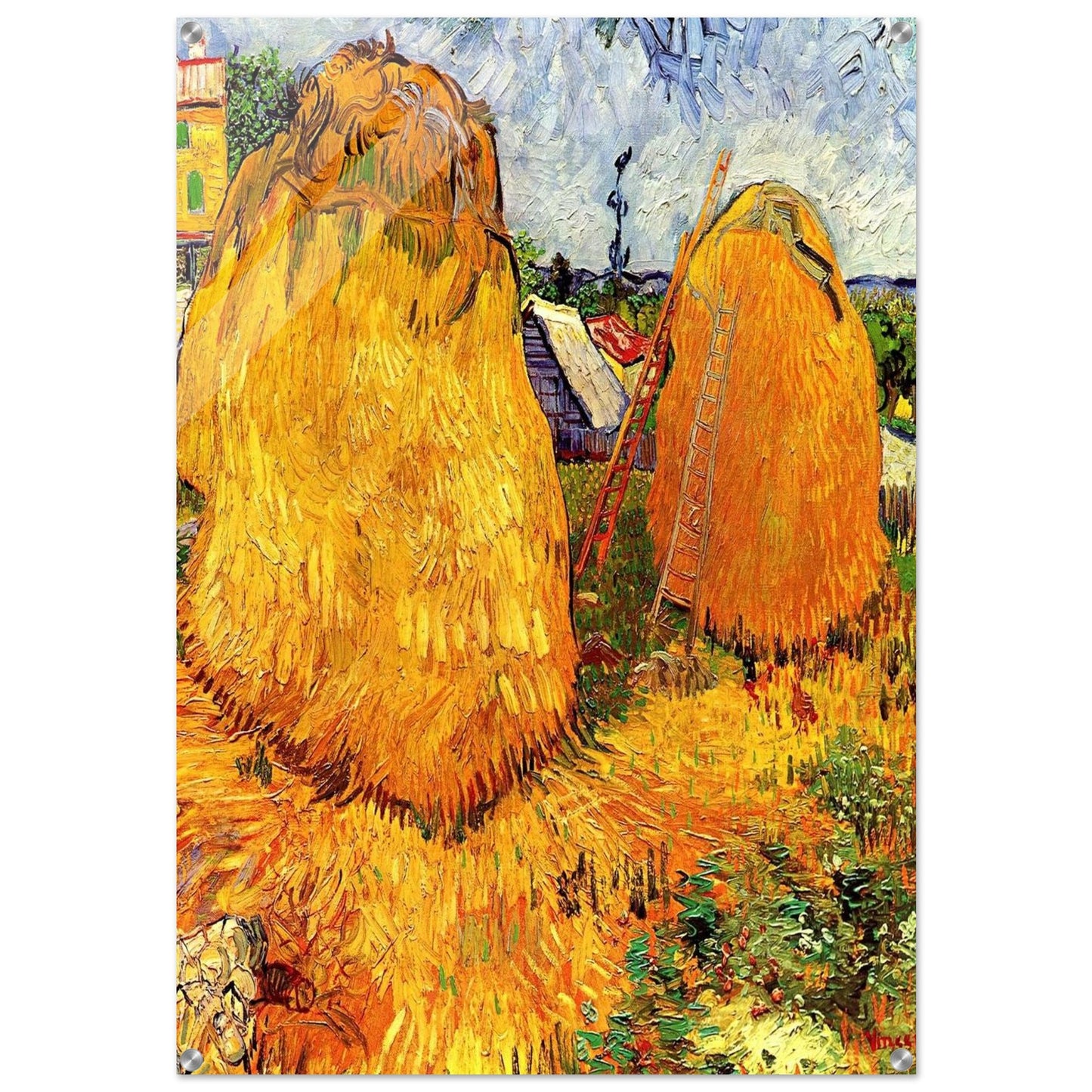 Haystacks in Provence - Vincent van Gogh Acrylic Print - 70x100 cm / 28x40″ inches