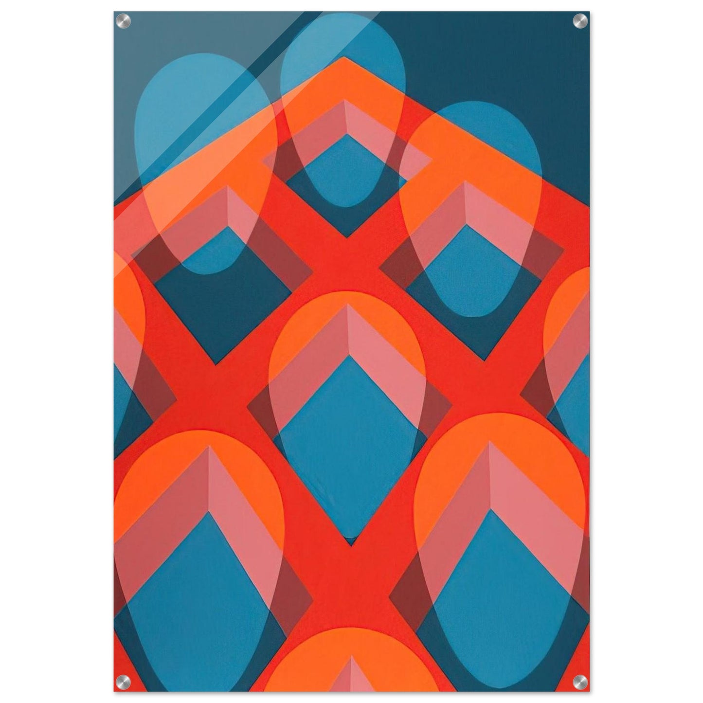 Untitled - Faces in a Grid Red and Blue - 1973 - Clarence Holbrook Carter Acrylic Print - 70x100 cm / 28x40″ inches | Clarence Holbrook Carter Wall Art | Clarence Holbrook Carter Prints
