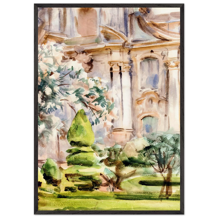 Palace and Gardens Spain - John Singer Sargent 70x100 cm / 28x40 inches Framed Art Print – Black Wooden Frame
