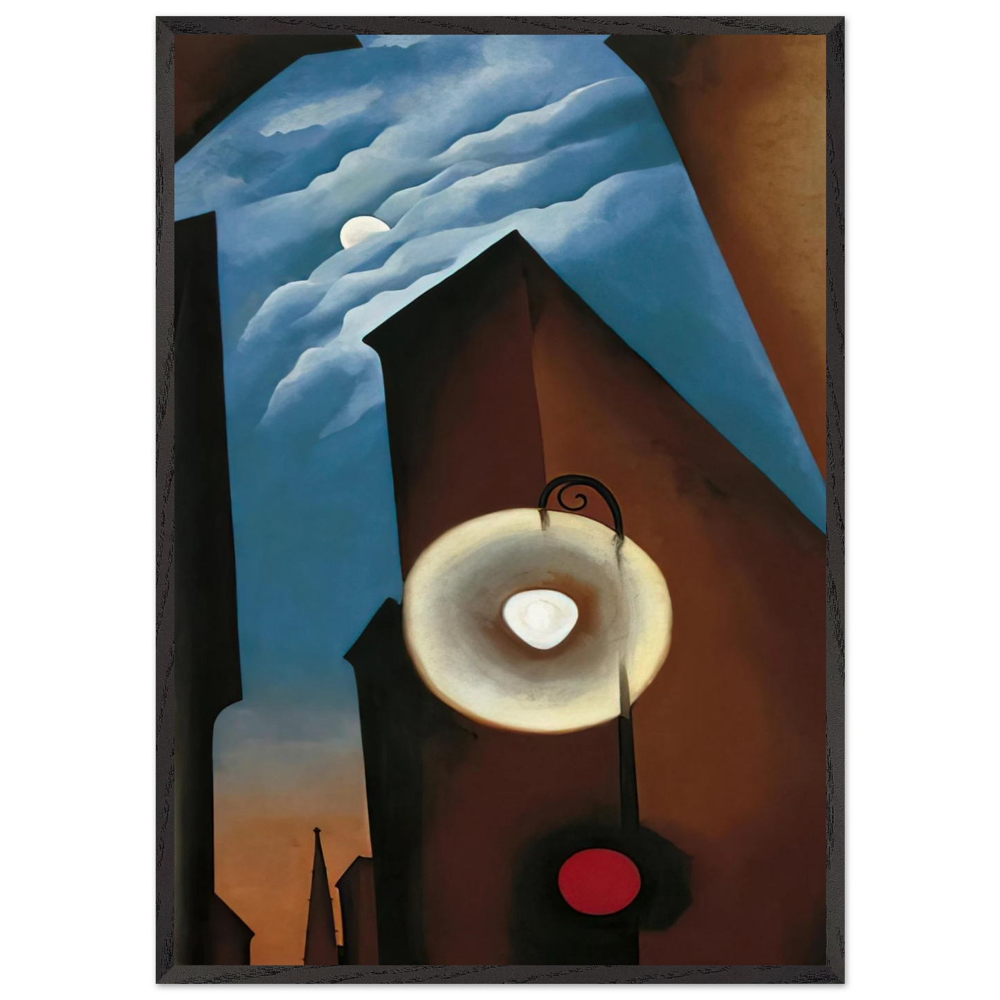 New York with Moon - Georgia OKeeffe 70x100 cm / 28x40 inches Framed Art Print – Black Wooden Frame