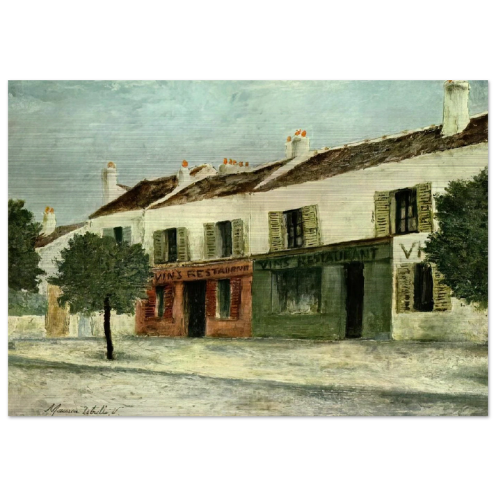 BISTROS IN A SUBURB - Maurice Utrillo Brushed Aluminum Print - 70x100 cm / 28x40 inches | Maurice Utrillo Aluminum Print | Maurice Utrillo Prints